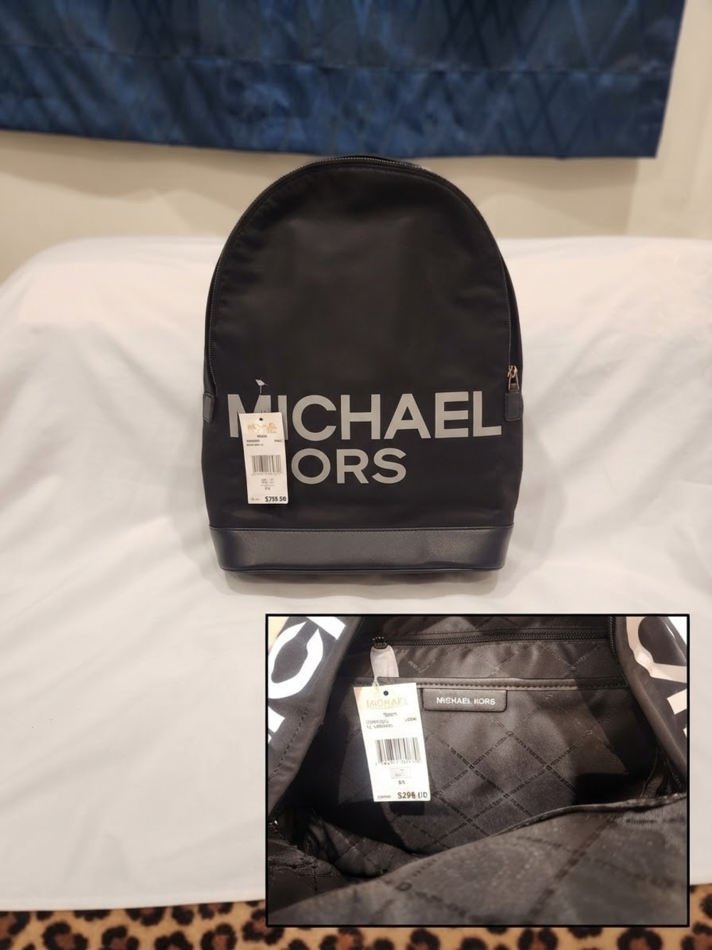 Michael Kors Kent Graphic Check Backpack Black & White